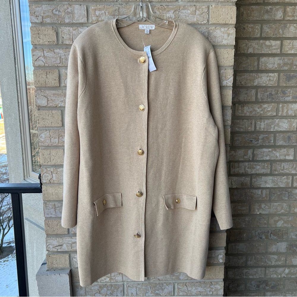 J. Crew Long Giselle sweater blazer in Heather khaki